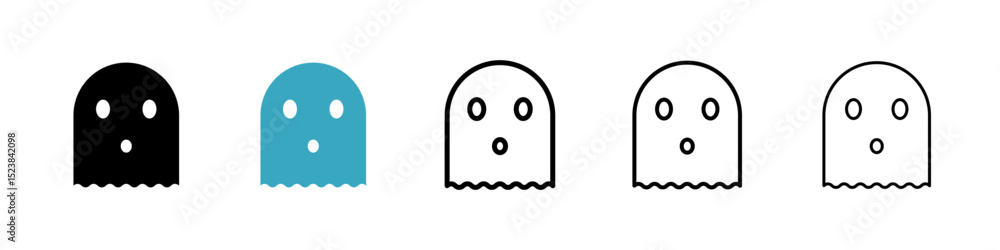 Poster ghost icons in multiple styles set. vector illustration