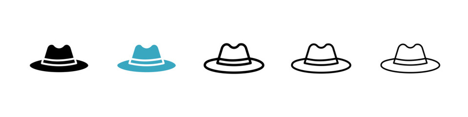Hat icons in Multiple Styles Set. Vector Illustration