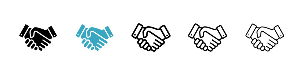 Handshake icons in Multiple Styles Set. Vector Illustration