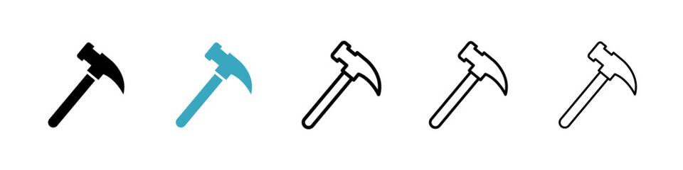 Hammer icons in Multiple Styles Set. Vector Illustration