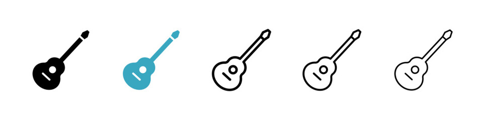 Guitar icons in Multiple Styles Set. Vector Illustration