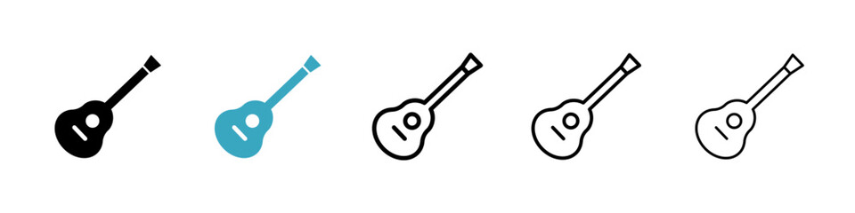 Guitar icons in Multiple Styles Set. Vector Illustration