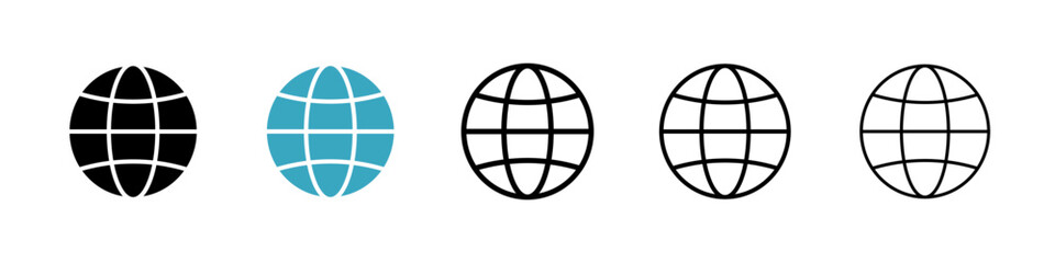 Globe icons in Multiple Styles Set. Vector Illustration