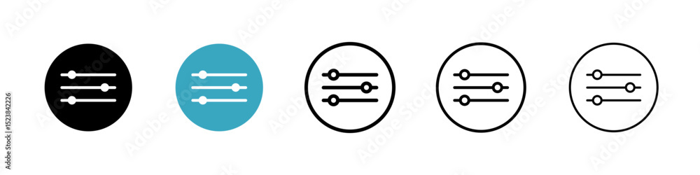 Poster filter control icons in multiple styles set. vector illustration