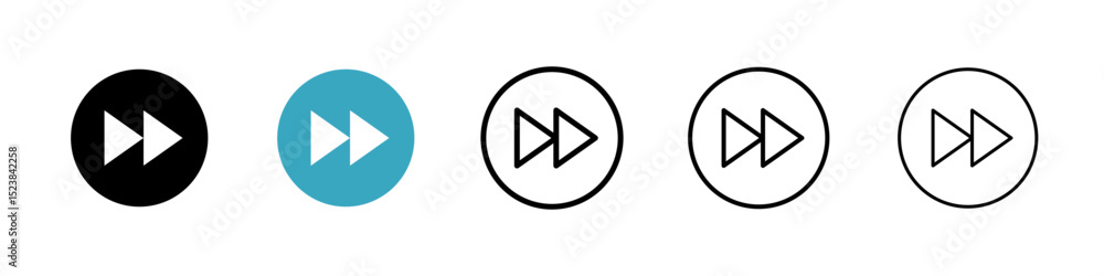 Aufkleber fast forward icons in multiple styles set. vector illustration