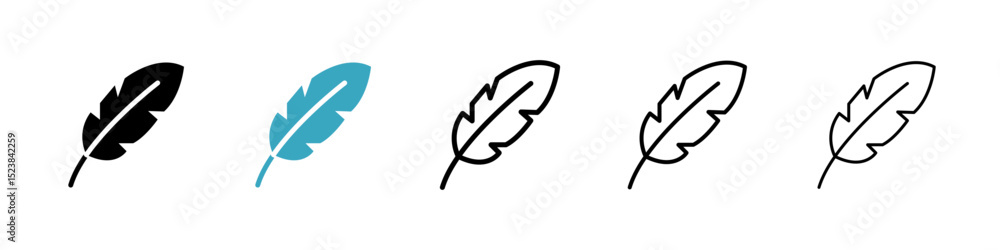 Aufkleber feather icons in multiple styles set. vector illustration