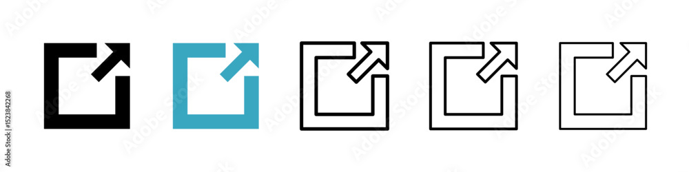 Poster external link icons in multiple styles set. vector illustration