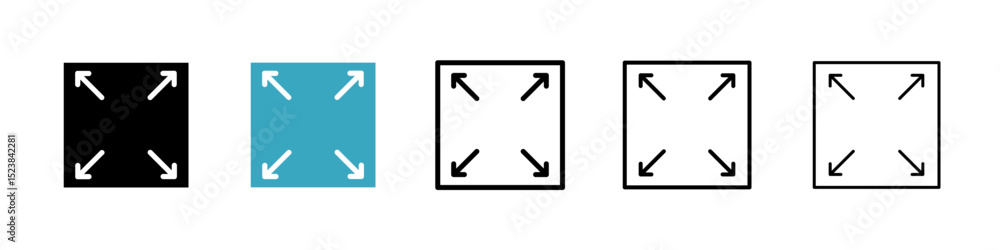 Poster expand icons in multiple styles set. vector illustration