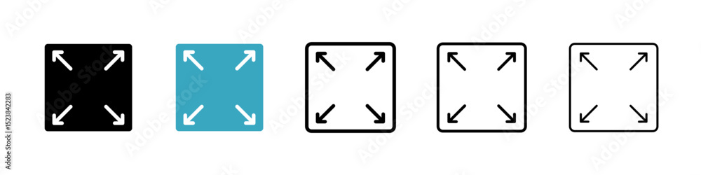 Poster expand icons in multiple styles set. vector illustration