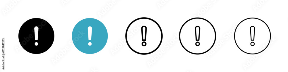Poster exclamation icons in multiple styles set. vector illustration