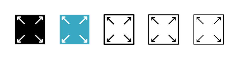 Expand icons in Multiple Styles Set. Vector Illustration