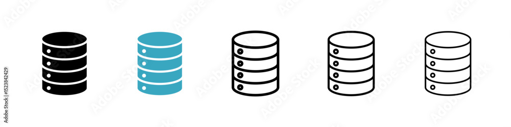 Poster database icons in multiple styles set. vector illustration