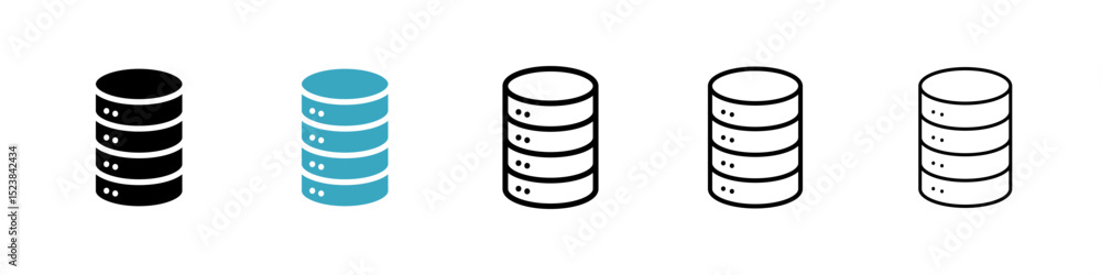 Poster database icons in multiple styles set. vector illustration
