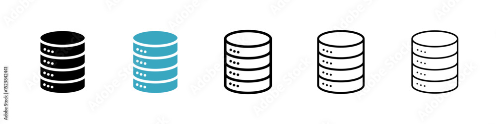 Poster database icons in multiple styles set. vector illustration