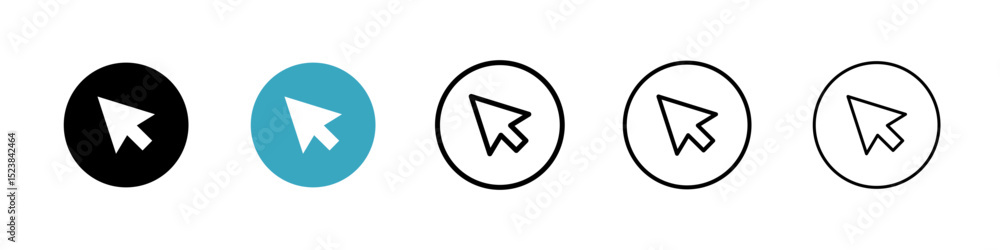 Poster cursor arrow icons in multiple styles set. vector illustration