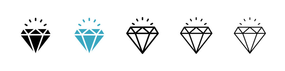 Diamond icons in Multiple Styles Set. Vector Illustration