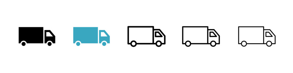 Delivery van icons in Multiple Styles Set. Vector Illustration