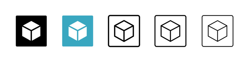 Cube icons in Multiple Styles Set. Vector Illustration