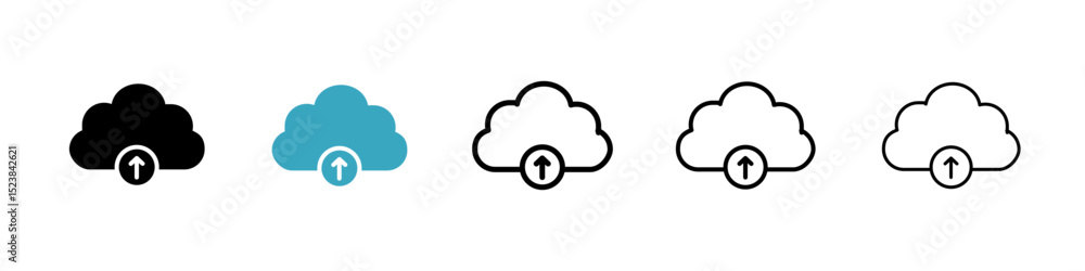 Poster cloud upload icons in multiple styles set. vector illustration