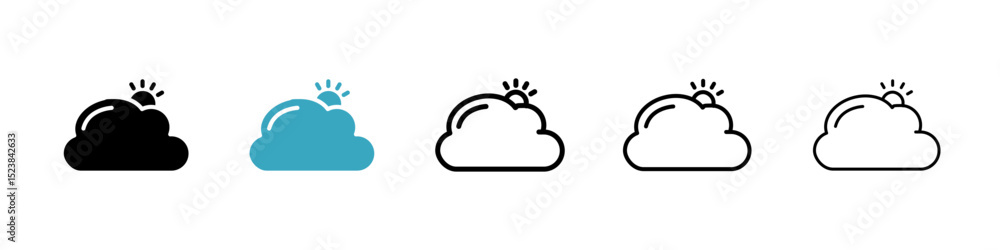 Poster cloudy day icons in multiple styles set. vector illustration