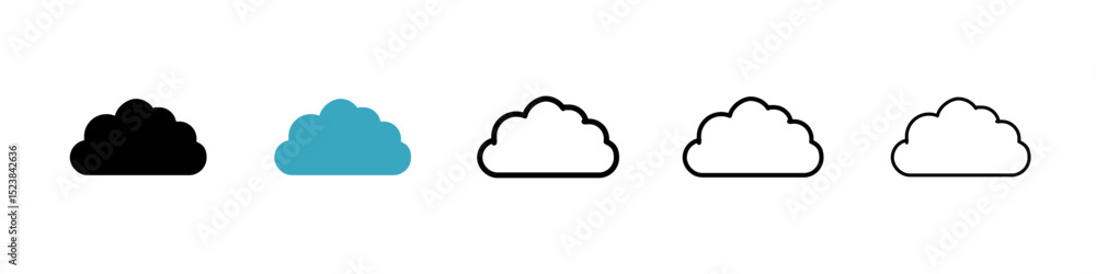 Poster cloud icons in multiple styles set. vector illustration