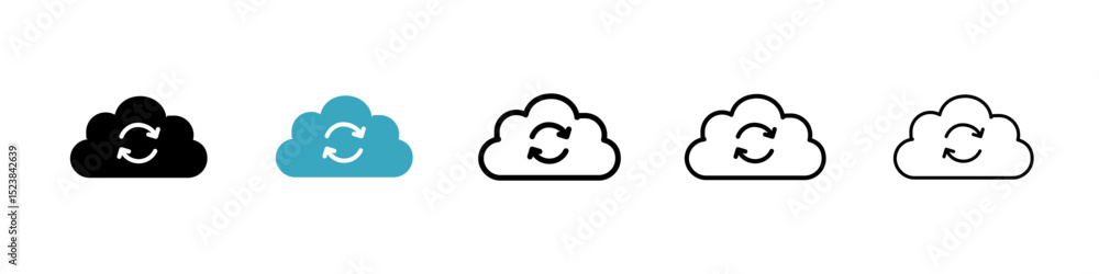 Poster cloud sync icons in multiple styles set. vector illustration