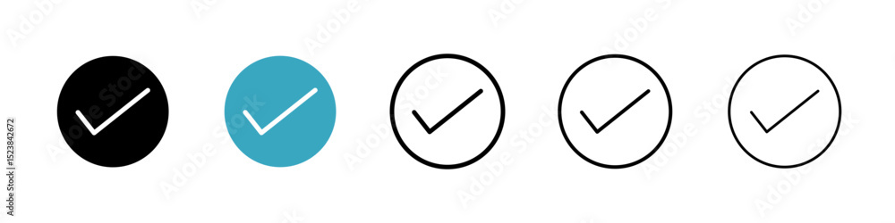 Poster checkmark icons in multiple styles set. vector illustration