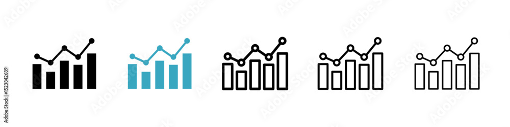 Aufkleber chart icons in multiple styles set. vector illustration