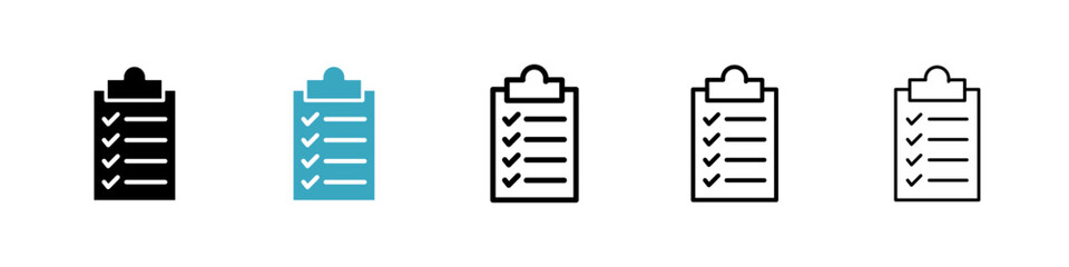 Clipboard icons in Multiple Styles Set. Vector Illustration