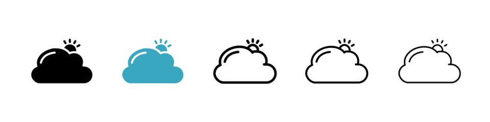 Cloudy Day icons in Multiple Styles Set. Vector Illustration