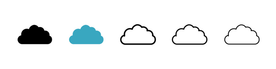 Cloud icons in Multiple Styles Set. Vector Illustration
