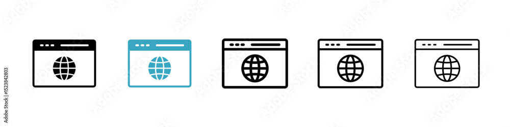 Poster browser icons in multiple styles set. vector illustration