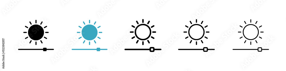 Poster brightness icons in multiple styles set. vector illustration