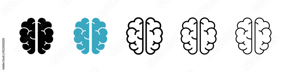 Poster brain icons in multiple styles set. vector illustration