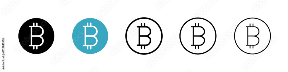Aufkleber bitcoin icons in multiple styles set. vector illustration