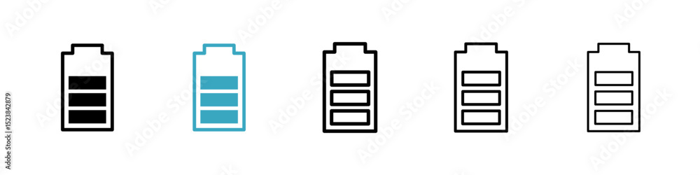 Poster battery icons in multiple styles set. vector illustration