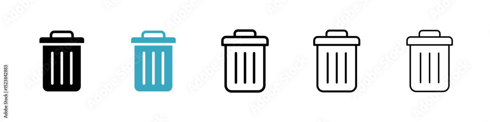 Poster bin icons in multiple styles set. vector illustration