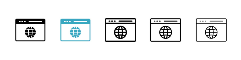 Browser icons in Multiple Styles Set. Vector Illustration