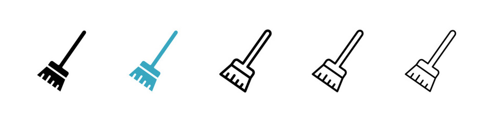 Broom icons in Multiple Styles Set. Vector Illustration