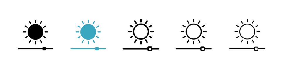 Brightness icons in Multiple Styles Set. Vector Illustration