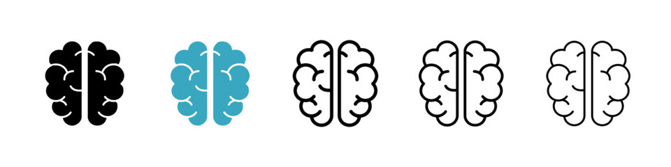 Brain icons in Multiple Styles Set. Vector Illustration