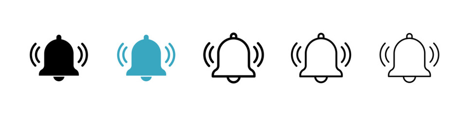 Bell icons in Multiple Styles Set. Vector Illustration