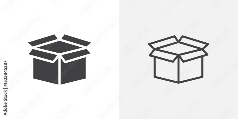 Poster open box icon vector symbol for mobile apps and website ui designs.
