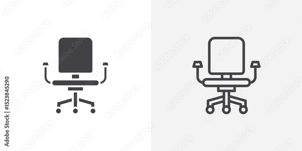 Poster office chair icon vector symbol for mobile apps and website ui designs.