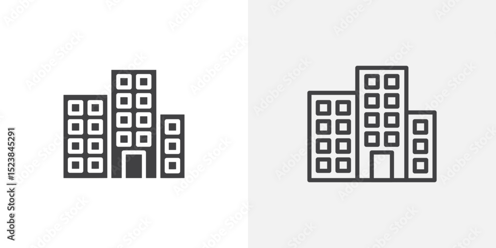 Poster office buildings icon vector symbol for mobile apps and website ui designs.