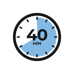 40 Second Timer, clock, stopwatch, Countdown timer, cooking time icon.