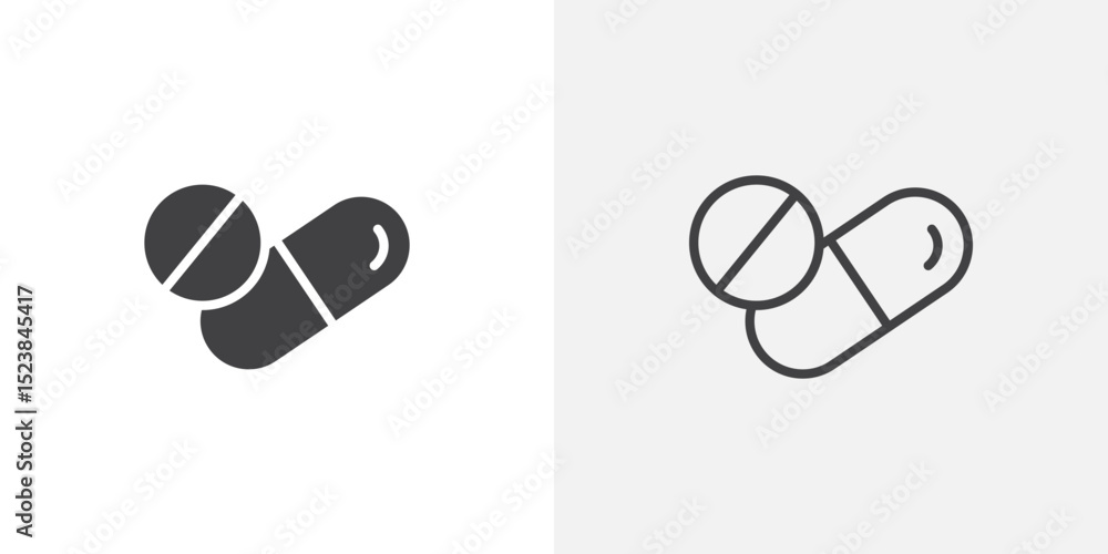Aufkleber pill icon vector symbol for mobile apps and website ui designs.