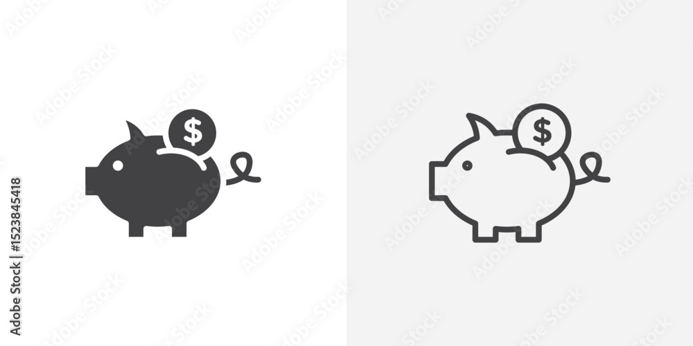 Poster piggy bank icon vector symbol for mobile apps and website ui designs.