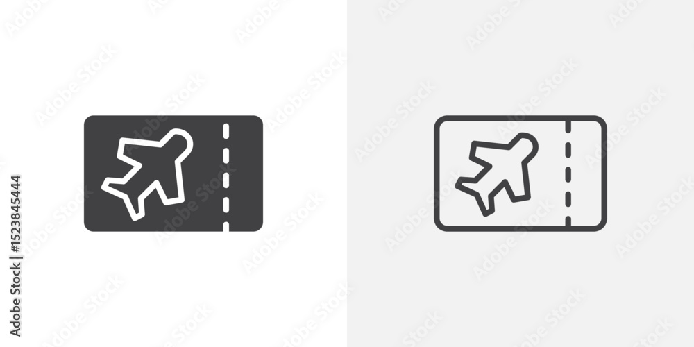 Poster plane ticket icon vector symbol for mobile apps and website ui designs.