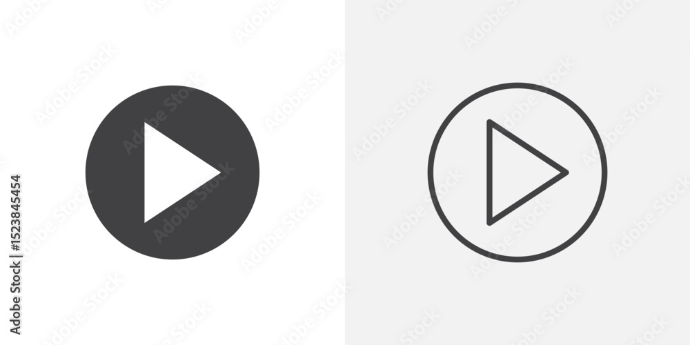 Poster play button icon vector symbol for mobile apps and website ui designs.